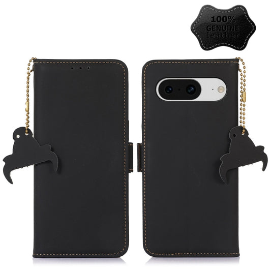 For Google Pixel 8 Genuine Leather Magnetic RFID Leather Phone Case(Black) - Google Cases by buy2fix | Online Shopping UK | buy2fix