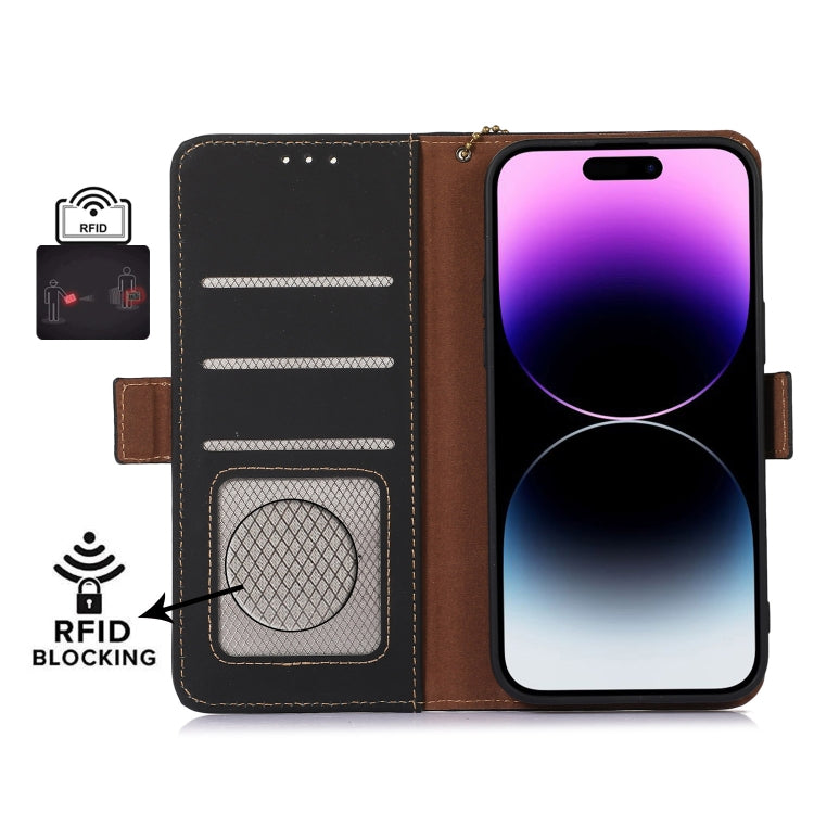 For Google Pixel 8 Genuine Leather Magnetic RFID Leather Phone Case(Black) - Google Cases by buy2fix | Online Shopping UK | buy2fix