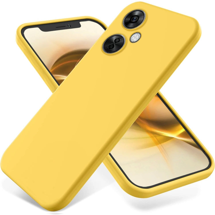 For OnePlus Nord CE 3 Lite Pure Color Liquid Silicone Shockproof Phone Case(Yellow) - OnePlus Cases by buy2fix | Online Shopping UK | buy2fix