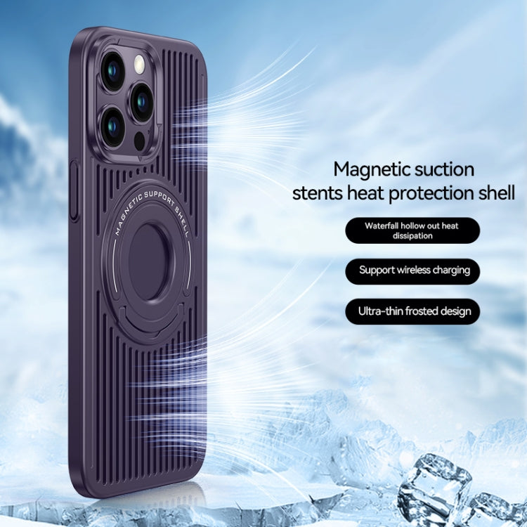 For iPhone 13 Pro Cooling MagSafe Magnetic Ring Holder Phone Case(Purple) - iPhone 13 Pro Cases by buy2fix | Online Shopping UK | buy2fix