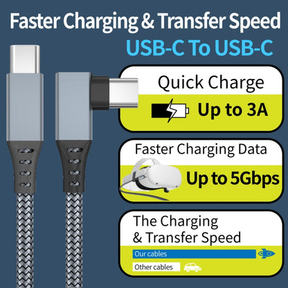 3m USB-C / Type-C to USB-C / Type-C Elbow 5Gbps 60W USB3.1 Gen1 Fast Charging Data-sync Cable(Grey) -  by buy2fix | Online Shopping UK | buy2fix