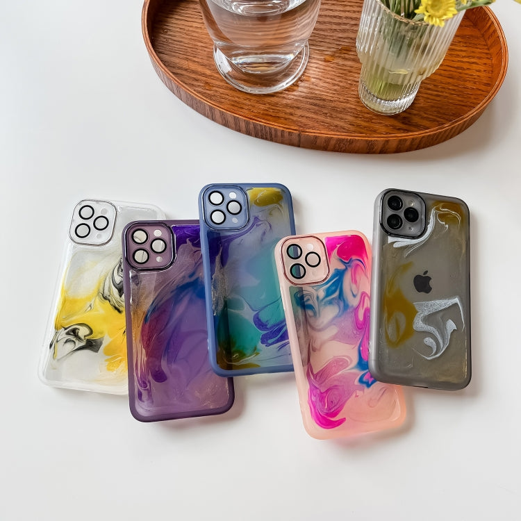 For iPhone 11 Pro Oil Painting Electroplating TPU Phone Case(Purple) - iPhone 11 Pro Cases by buy2fix | Online Shopping UK | buy2fix