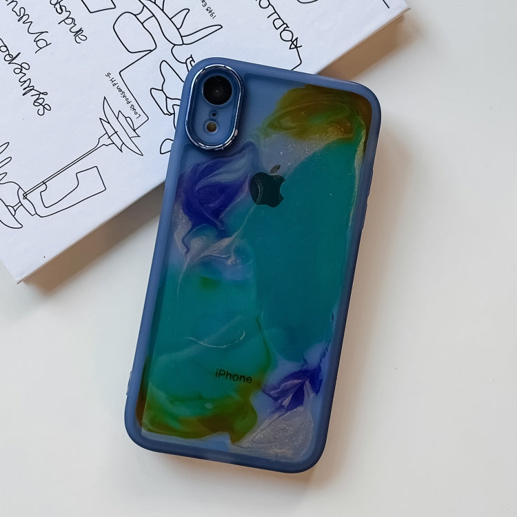 For iPhone XR Oil Painting Electroplating TPU Phone Case(Blue) - More iPhone Cases by buy2fix | Online Shopping UK | buy2fix