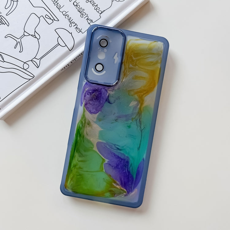 For Xiaomi Redmi K40 Gaming Oil Painting Electroplating TPU Phone Case(Blue) - K40 Gaming Cases by buy2fix | Online Shopping UK | buy2fix