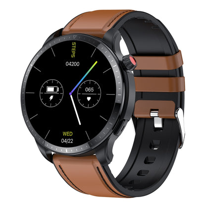 T52 1.39 inch IP67 Waterproof Leather Band Smart Watch Supports Bluetooth Call / Blood Oxygen / Body Temperature Monitoring(Brown) - Smart Watches by buy2fix | Online Shopping UK | buy2fix