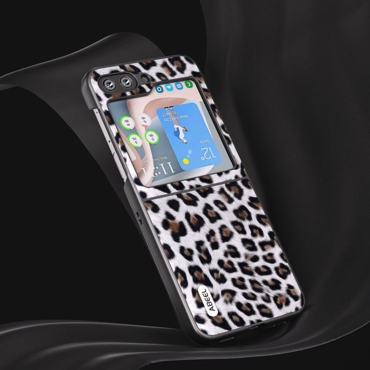 For Samsung Galaxy Z Flip5 ABEEL Black Edge Leopard Phone Case(Silver) - Galaxy Phone Cases by buy2fix | Online Shopping UK | buy2fix