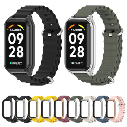 For Xiaomi Smart Band 8 Active / Redmi Band 2 Mijobs Metal Shell Ocean Silicone Watch Band(Yellow Gold) - Watch Bands by MIJOBS | Online Shopping UK | buy2fix