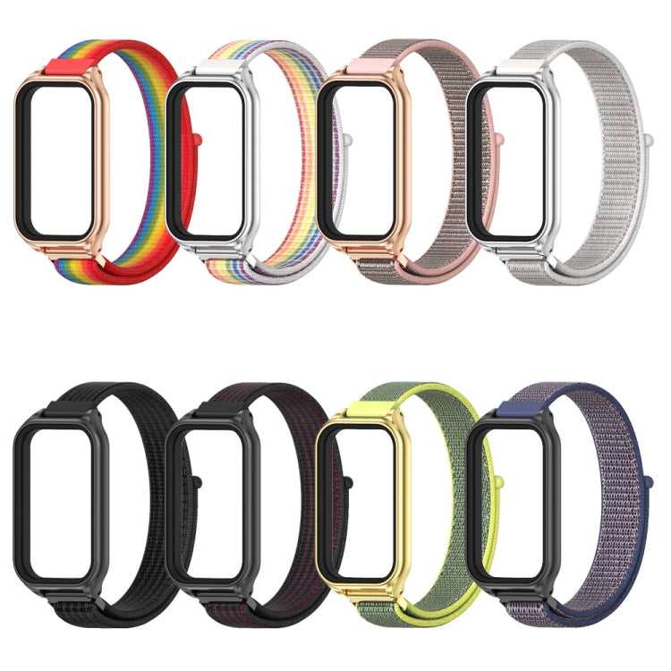 For Xiaomi Smart Band 8 Active / Redmi Band 2 Mijobs Metal Shell Breathable Nylon Loop Watch Band(Colorful Silver) - Watch Bands by MIJOBS | Online Shopping UK | buy2fix