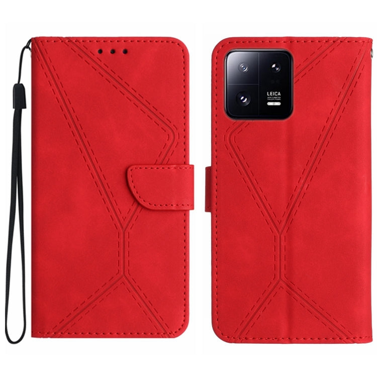 For Xiaomi 13 Stitching Embossed Leather Phone Case(Red) - 13 Cases by buy2fix | Online Shopping UK | buy2fix