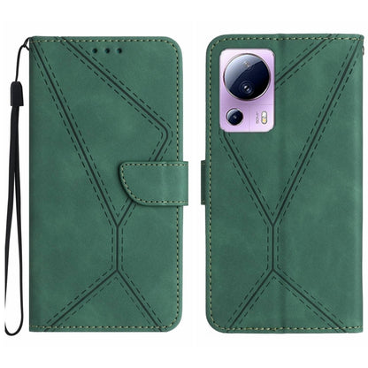 For Xiaomi 13 Lite Stitching Embossed Leather Phone Case(Green) - 13 Lite Cases by buy2fix | Online Shopping UK | buy2fix