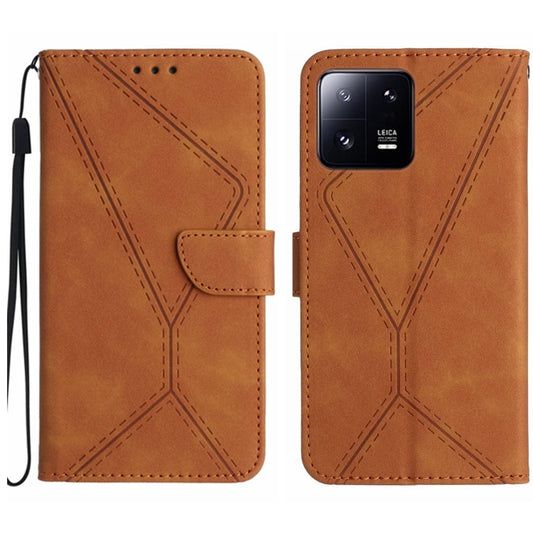 For Xiaomi 13 Pro Stitching Embossed Leather Phone Case(Brown) - 13 Pro Cases by buy2fix | Online Shopping UK | buy2fix