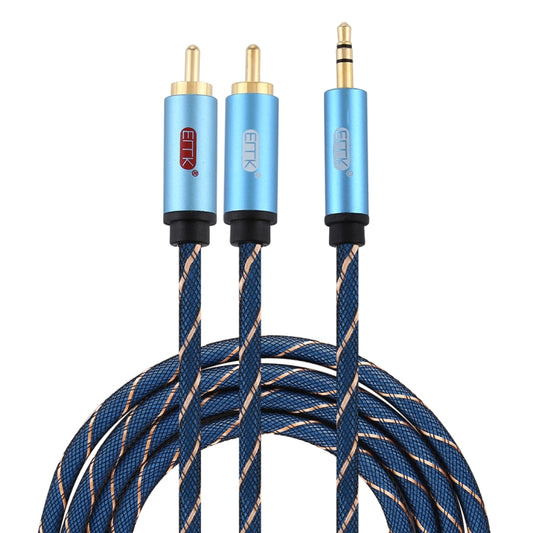 EMK 3.5mm Jack Male to 2 x RCA Male Gold Plated Connector Speaker Audio Cable, Cable Length:2m(Dark Blue) - Audio Optical Cables by EMK | Online Shopping UK | buy2fix
