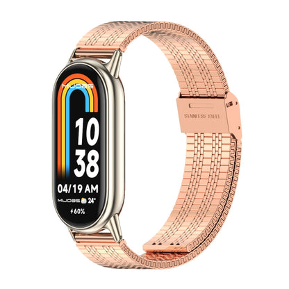 For Xiaomi Mi Band 8 / 9 / 9 NFC Mijobs Stainless Steel Metal Watch Band(Rose Gold+Light Gold) - Watch Bands by MIJOBS | Online Shopping UK | buy2fix