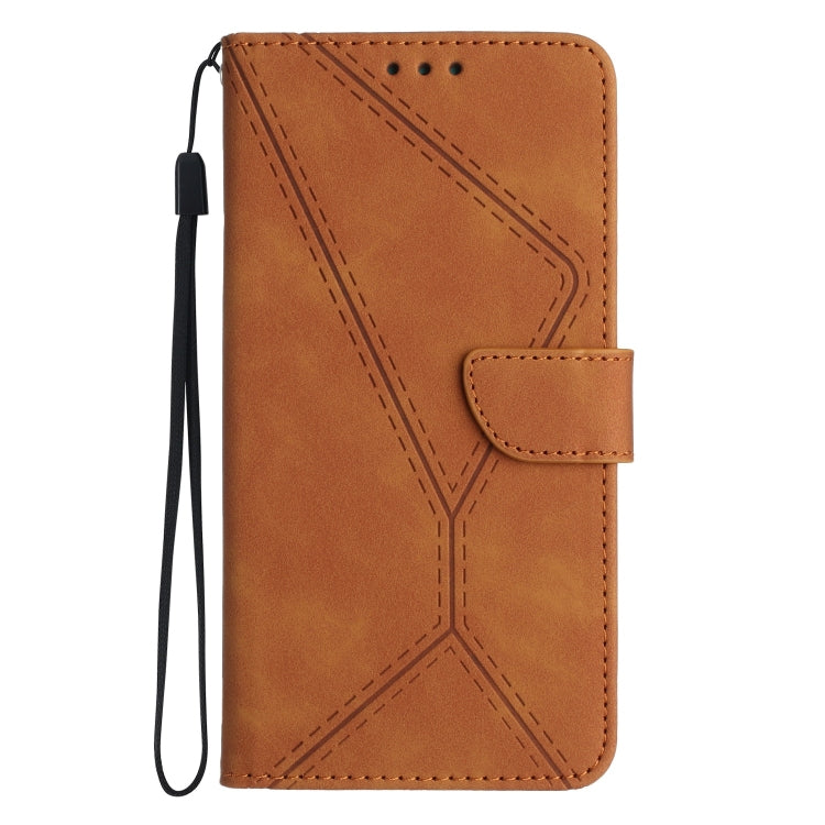 For Samsung Galaxy S21 Ultra 5G Stitching Embossed Leather Phone Case(Brown) - Galaxy S21 Ultra 5G Cases by buy2fix | Online Shopping UK | buy2fix