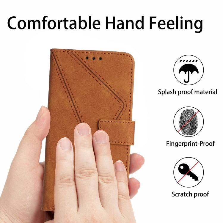 For Samsung Galaxy S21 Ultra 5G Stitching Embossed Leather Phone Case(Brown) - Galaxy S21 Ultra 5G Cases by buy2fix | Online Shopping UK | buy2fix