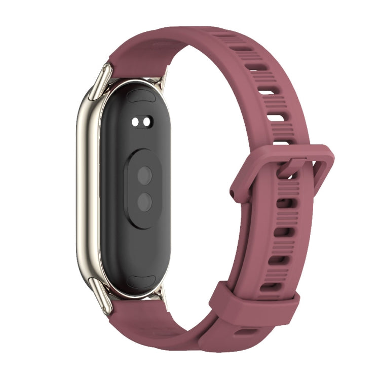 For Xiaomi Mi Band 8 / 9 / 9 NFC Mijobs Flat Hole Breathable Silicone Watch Band(Wine Red+Light Gold) - Watch Bands by MIJOBS | Online Shopping UK | buy2fix