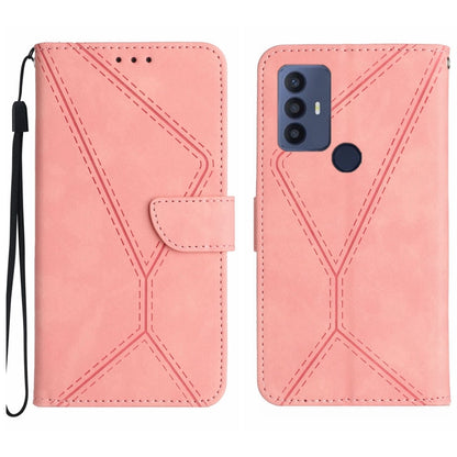 For TCL 30 SE / 30E /306/305 Stitching Embossed Leather Phone Case(Pink) - More Brand by buy2fix | Online Shopping UK | buy2fix