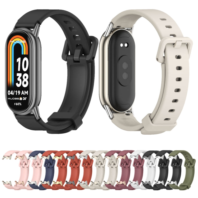 For Xiaomi Mi Band 8 / 9 / 9 NFC Mijobs Silicone Breathable Watch Band(Army Green+Silver) - Watch Bands by MIJOBS | Online Shopping UK | buy2fix