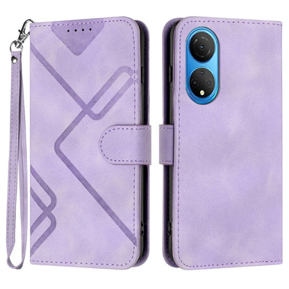 For Honor X7 4G/Play 30 Plus Line Pattern Skin Feel Leather Phone Case(Light Purple) - Honor Cases by buy2fix | Online Shopping UK | buy2fix