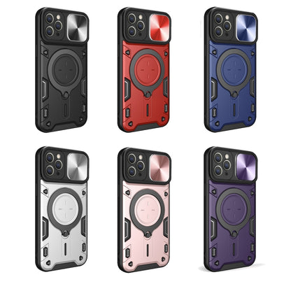 For iPhone 12 Pro CD Texture Sliding Camshield Magnetic Holder Phone Case(Purple) - iPhone 12 / 12 Pro Cases by buy2fix | Online Shopping UK | buy2fix