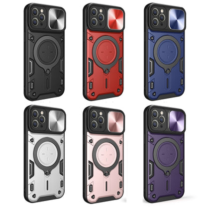 For iPhone 13 CD Texture Sliding Camshield Magnetic Holder Phone Case(Red) - iPhone 13 Cases by buy2fix | Online Shopping UK | buy2fix