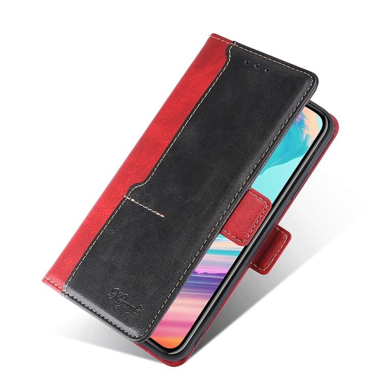 For Xiaomi Redmi Note 12S 4G Contrast Color Side Buckle Leather Phone Case(Red + Black) - Xiaomi Cases by buy2fix | Online Shopping UK | buy2fix