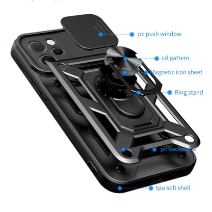 For Huawei nova Y61 Sliding Camera Cover Design TPU+PC Phone Case(Black) - Huawei Cases by buy2fix | Online Shopping UK | buy2fix