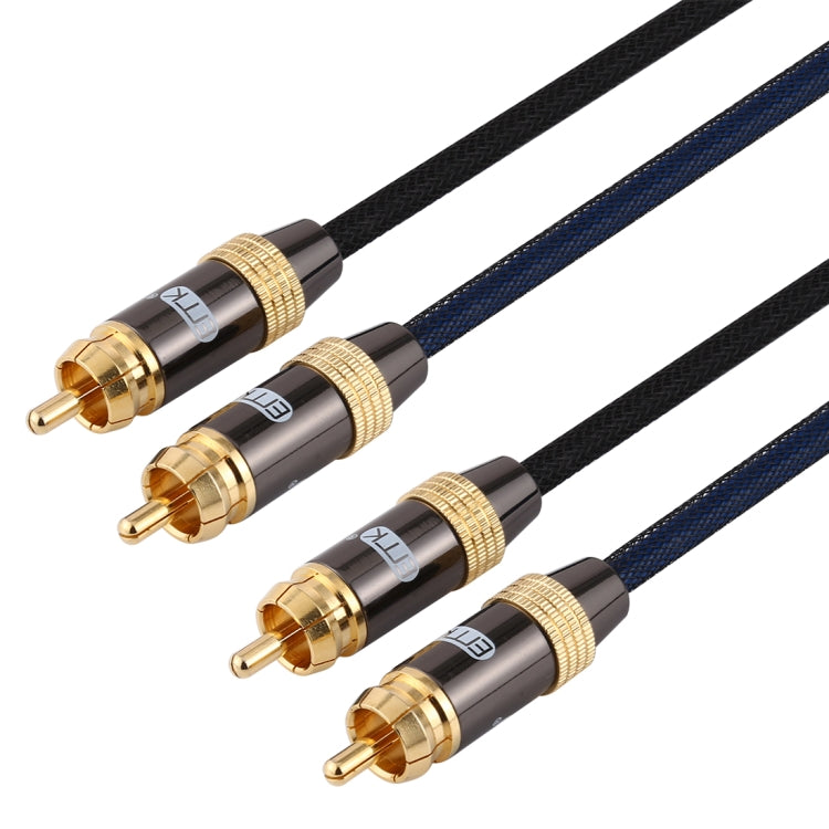 EMK 2 x RCA Male to 2 x RCA Male Gold Plated Connector Nylon Braid Coaxial Audio Cable for TV / Amplifier / Home Theater / DVD, Cable Length:3m(Black) - Audio Optical Cables by EMK | Online Shopping UK | buy2fix