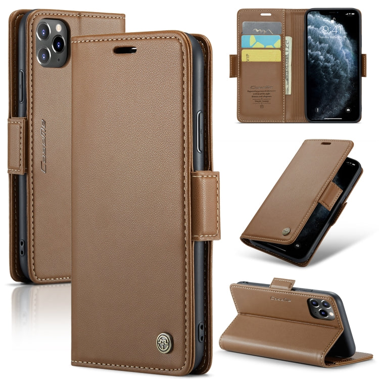 For iPhone 11 Pro Max CaseMe 023 Butterfly Buckle Litchi Texture RFID Anti-theft Leather Phone Case(Brown) - iPhone 11 Pro Max Cases by CaseMe | Online Shopping UK | buy2fix