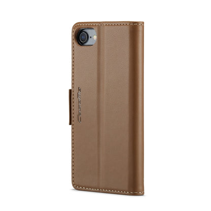 For iPhone SE 2022/SE 2020/6/7/8 CaseMe 023 Butterfly Buckle Litchi Texture RFID Anti-theft Leather Phone Case(Brown) - More iPhone Cases by CaseMe | Online Shopping UK | buy2fix