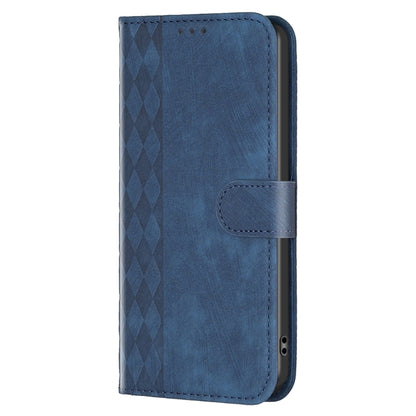 For iPhone 15 Plus Plaid Embossed Leather Phone Case(Blue) - iPhone 15 Plus Cases by buy2fix | Online Shopping UK | buy2fix
