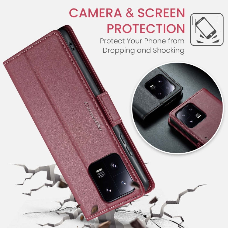 For Xiaomi 13 Pro CaseMe 023 Butterfly Buckle Litchi Texture RFID Anti-theft Leather Phone Case(Wine Red) - 13 Pro Cases by CaseMe | Online Shopping UK | buy2fix
