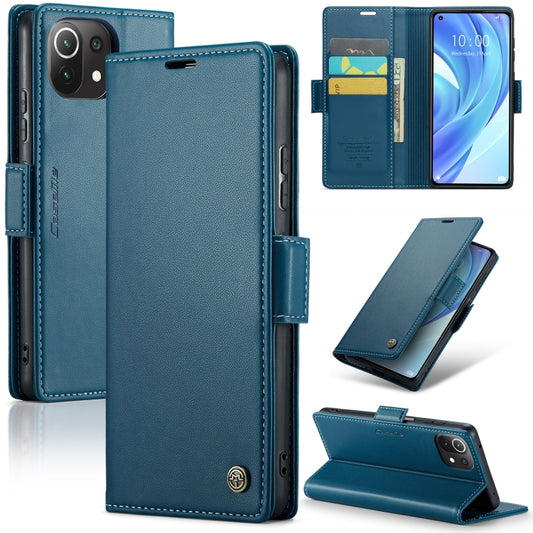 For Xiaomi Mi 11 Lite CaseMe 023 Butterfly Buckle Litchi Texture RFID Anti-theft Leather Phone Case(Blue) - Xiaomi Cases by CaseMe | Online Shopping UK | buy2fix
