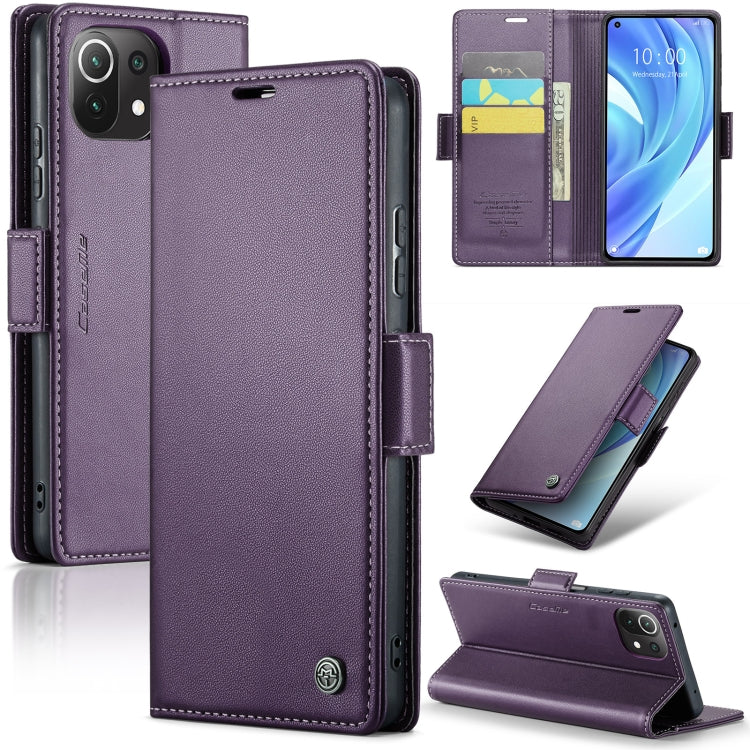 For Xiaomi Mi 11 Lite CaseMe 023 Butterfly Buckle Litchi Texture RFID Anti-theft Leather Phone Case(Pearly Purple) - Xiaomi Cases by CaseMe | Online Shopping UK | buy2fix