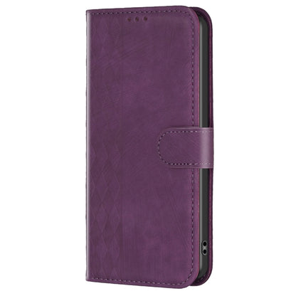 For Xiaomi 11T / 11T Pro Plaid Embossed Leather Phone Case(Purple) - Xiaomi Cases by buy2fix | Online Shopping UK | buy2fix