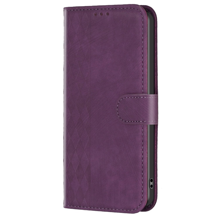 For Xiaomi 12 Lite Plaid Embossed Leather Phone Case(Purple) - Xiaomi Cases by buy2fix | Online Shopping UK | buy2fix