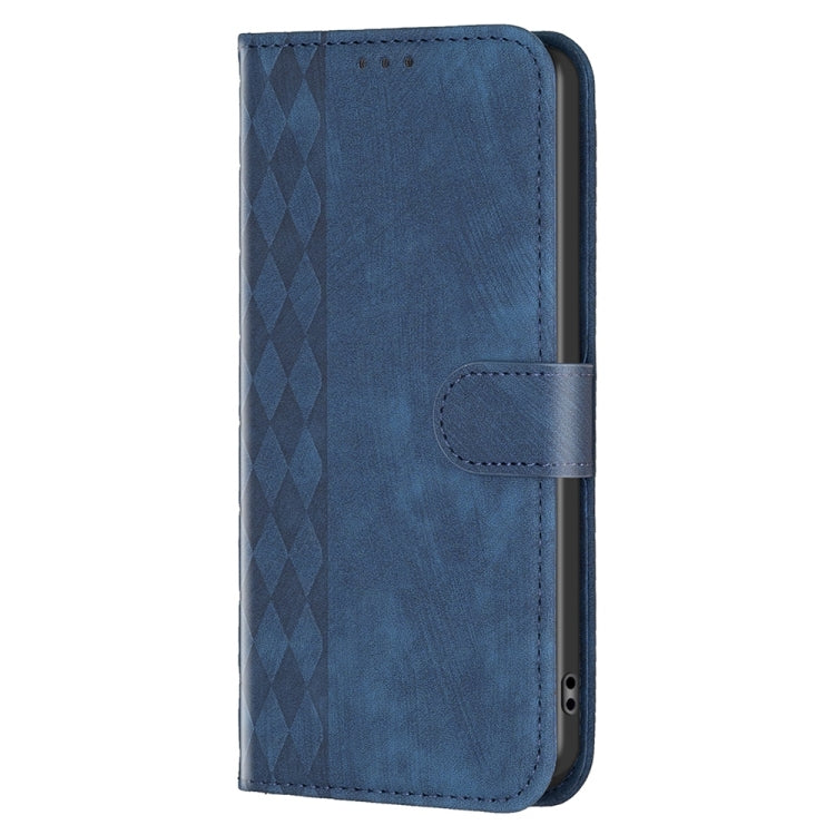 For Xiaomi Redmi Note 11 Plaid Embossed Leather Phone Case(Blue) - Redmi Note 11 Case by buy2fix | Online Shopping UK | buy2fix