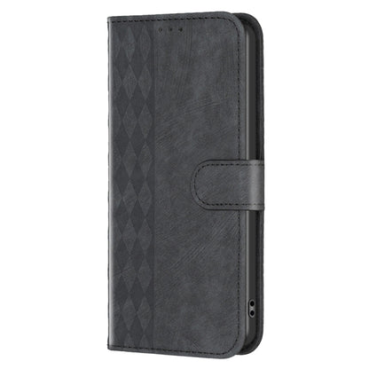 For Xiaomi Redmi Note 12 5G Global Plaid Embossed Leather Phone Case(Black) - Note 12 Cases by buy2fix | Online Shopping UK | buy2fix