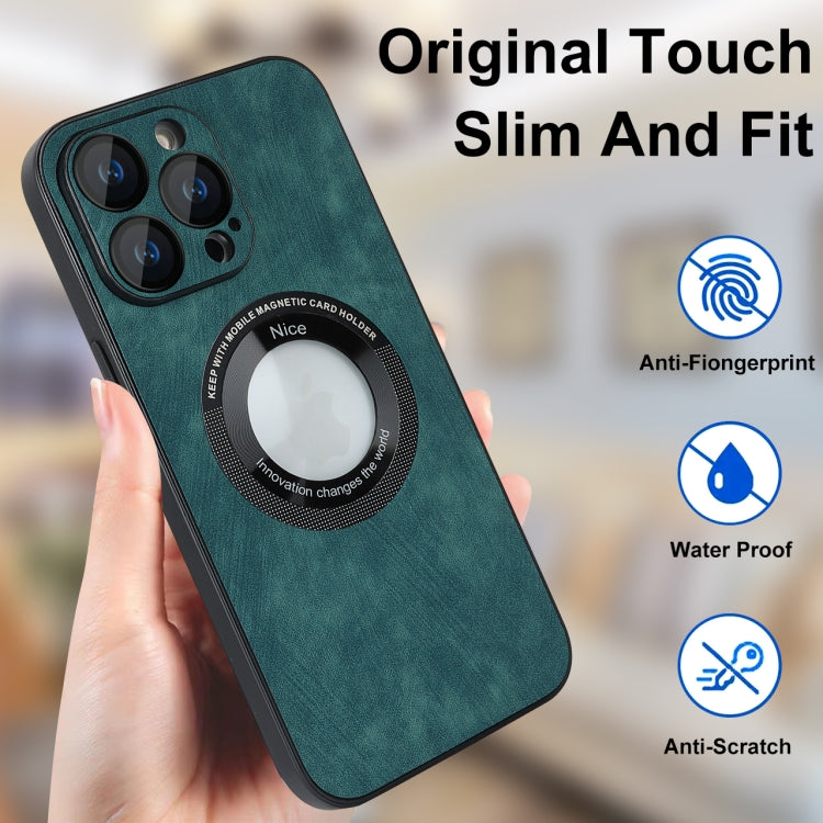 For iPhone 14 Plus Skin Feel Leather MagSafe Magnetic Phone Case(Green) - iPhone 14 Plus Cases by buy2fix | Online Shopping UK | buy2fix