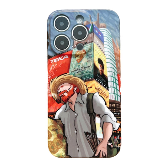 For iPhone 12 Precise Hole Oil Painting Pattern PC Phone Case(Edifice) - iPhone 12 / 12 Pro Cases by buy2fix | Online Shopping UK | buy2fix