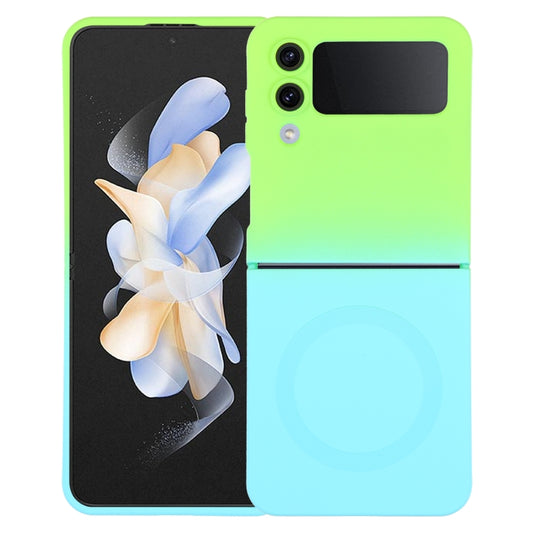For Samsung Galaxy Z Flip4 Liquid TPU Silicone Gradient MagSafe Phone Case(Cyan Blue) - Galaxy Z Flip4 5G Cases by buy2fix | Online Shopping UK | buy2fix