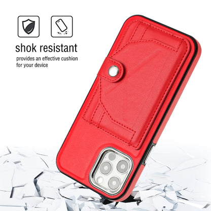 For iPhone 12 / 12 Pro Shockproof Leather Phone Case with Card Holder(Red) - iPhone 12 / 12 Pro Cases by buy2fix | Online Shopping UK | buy2fix