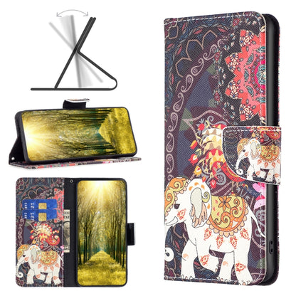 For Xiaomi Redmi 12 4G Colored Drawing Pattern Leather Phone Case(Flowers Elephant) - Xiaomi Cases by buy2fix | Online Shopping UK | buy2fix