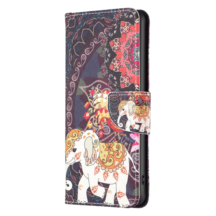 For Xiaomi Redmi 12 4G Colored Drawing Pattern Leather Phone Case(Flowers Elephant) - Xiaomi Cases by buy2fix | Online Shopping UK | buy2fix