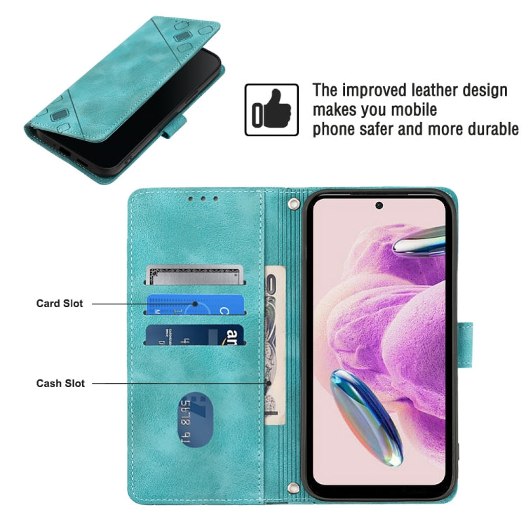 For Xiaomi Redmi Note 12S 4G Global Skin-feel Embossed Leather Phone Case(Green) - Xiaomi Cases by buy2fix | Online Shopping UK | buy2fix