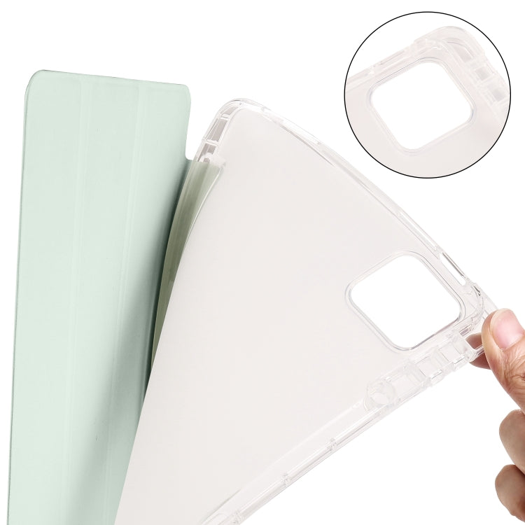 For Xiaomi Pad 6 / 6 Pro 3-fold Clear TPU Smart Leather Tablet Case with Pen Slot(Light Green) -  by buy2fix | Online Shopping UK | buy2fix