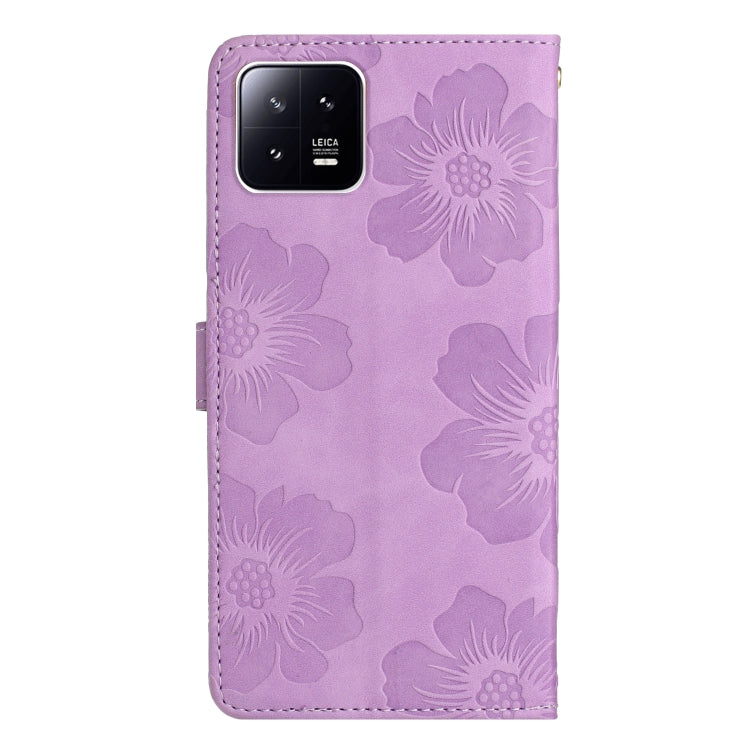 For Xiaomi 13 Pro Flower Embossing Pattern Leather Phone Case(Purple) - 13 Pro Cases by buy2fix | Online Shopping UK | buy2fix