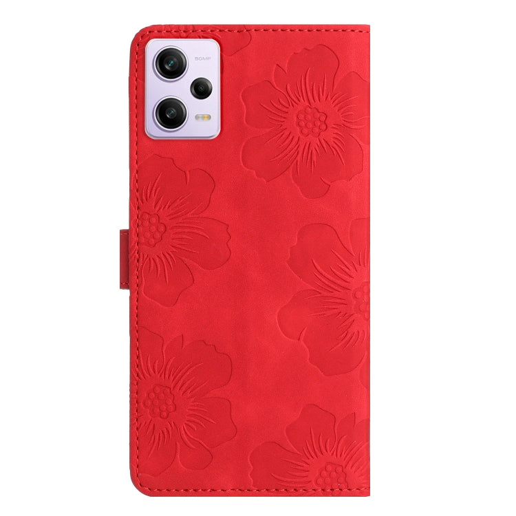 For Xiaomi Redmi Note 12 Pro 5G Flower Embossing Pattern Leather Phone Case(Red) - Note 12 Pro Cases by buy2fix | Online Shopping UK | buy2fix