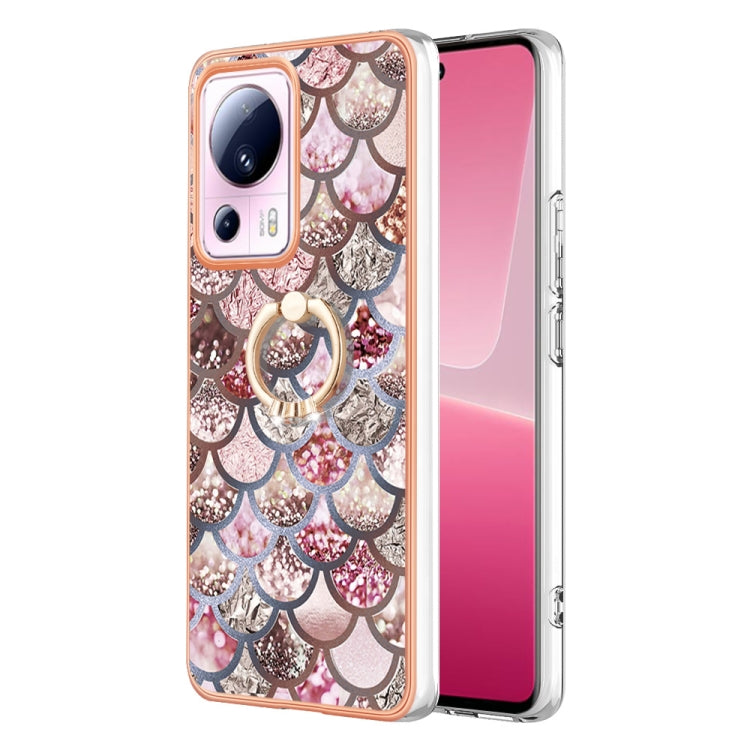 For Xiaomi 13 Lite 5G Electroplating IMD TPU Phone Case with Ring(Pink Scales) - 13 Lite Cases by buy2fix | Online Shopping UK | buy2fix