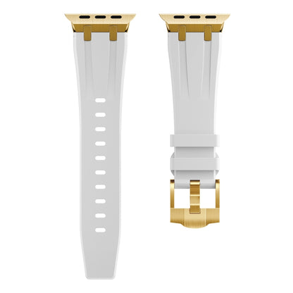 AP Silicone Watch Band For Apple Watch 42mm(Gold White) - Watch Bands by buy2fix | Online Shopping UK | buy2fix
